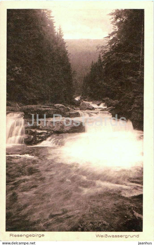 Riesengebirge - Weisswassergrund - mountain river - forest - Nr. 1711 - old postcard - Germany - unused - JH Postcards