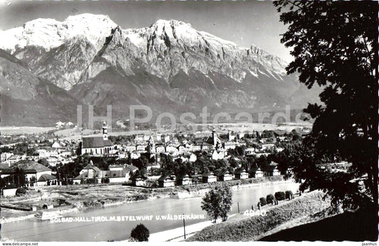 Solbad Hall in Tirol mit Bettelwurf u. Walderkamm - mountains - Alps - 88072 - old postcard - Austria - unused - JH Postcards