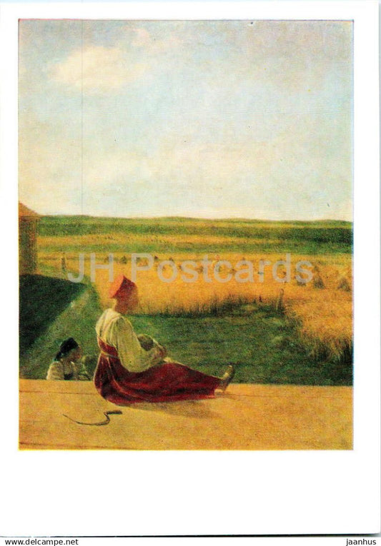 painting by A. Venetsianov - At the harvest. Summer - Russian art - 1985 - Russia USSR - unused - JH Postcards
