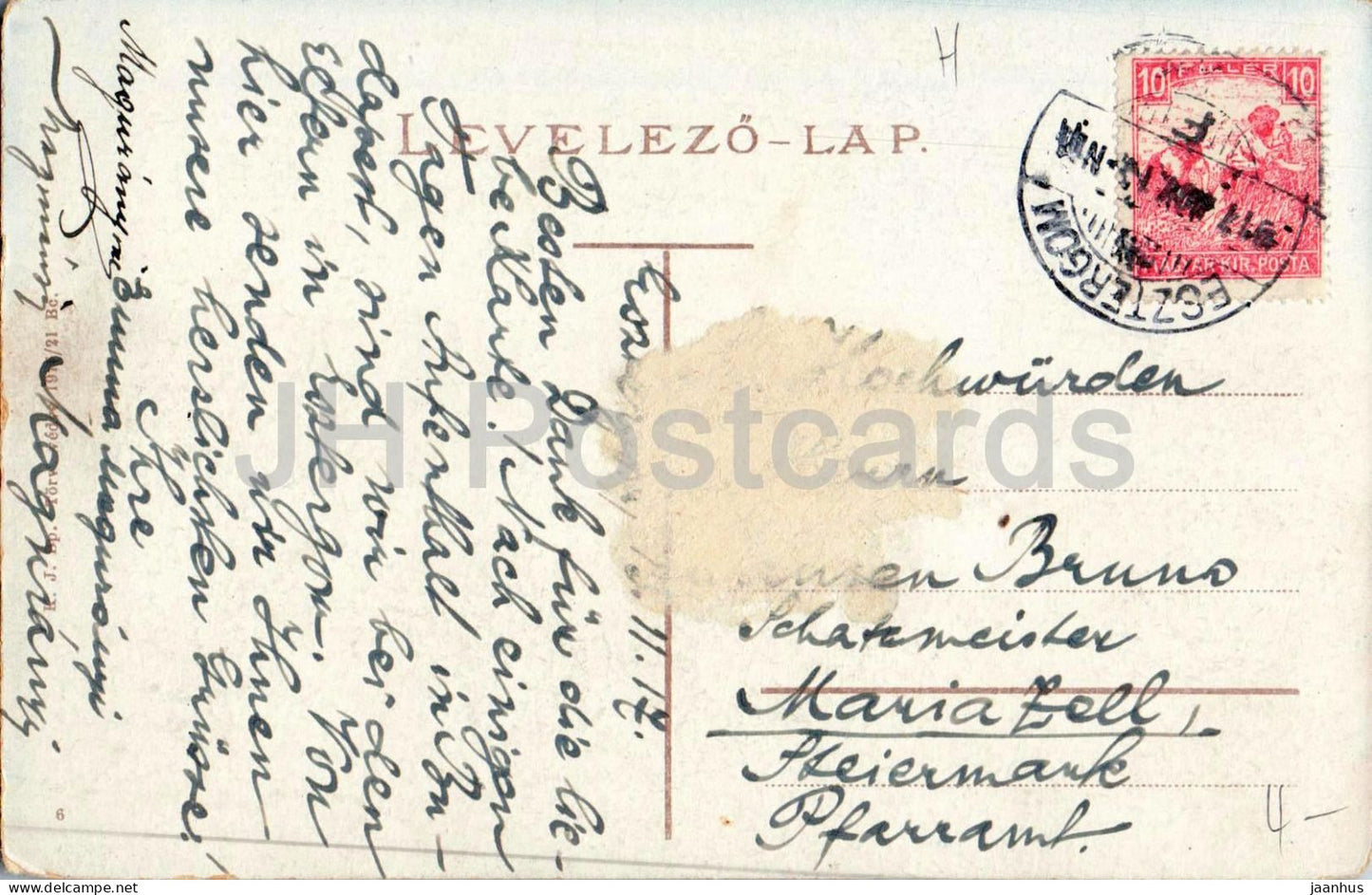 Esztergom Vartemplom - Burgkirche - alte Postkarte - 1917 - Ungarn - gebraucht
