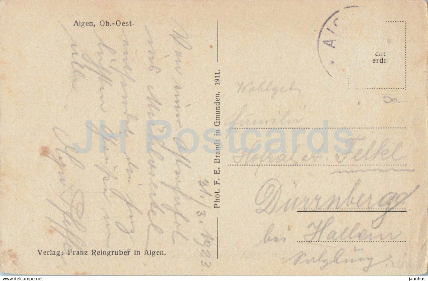 Aigen - village view - Phot. F. E. Brandt 1911 - old postcard - 1923 - Austria - used