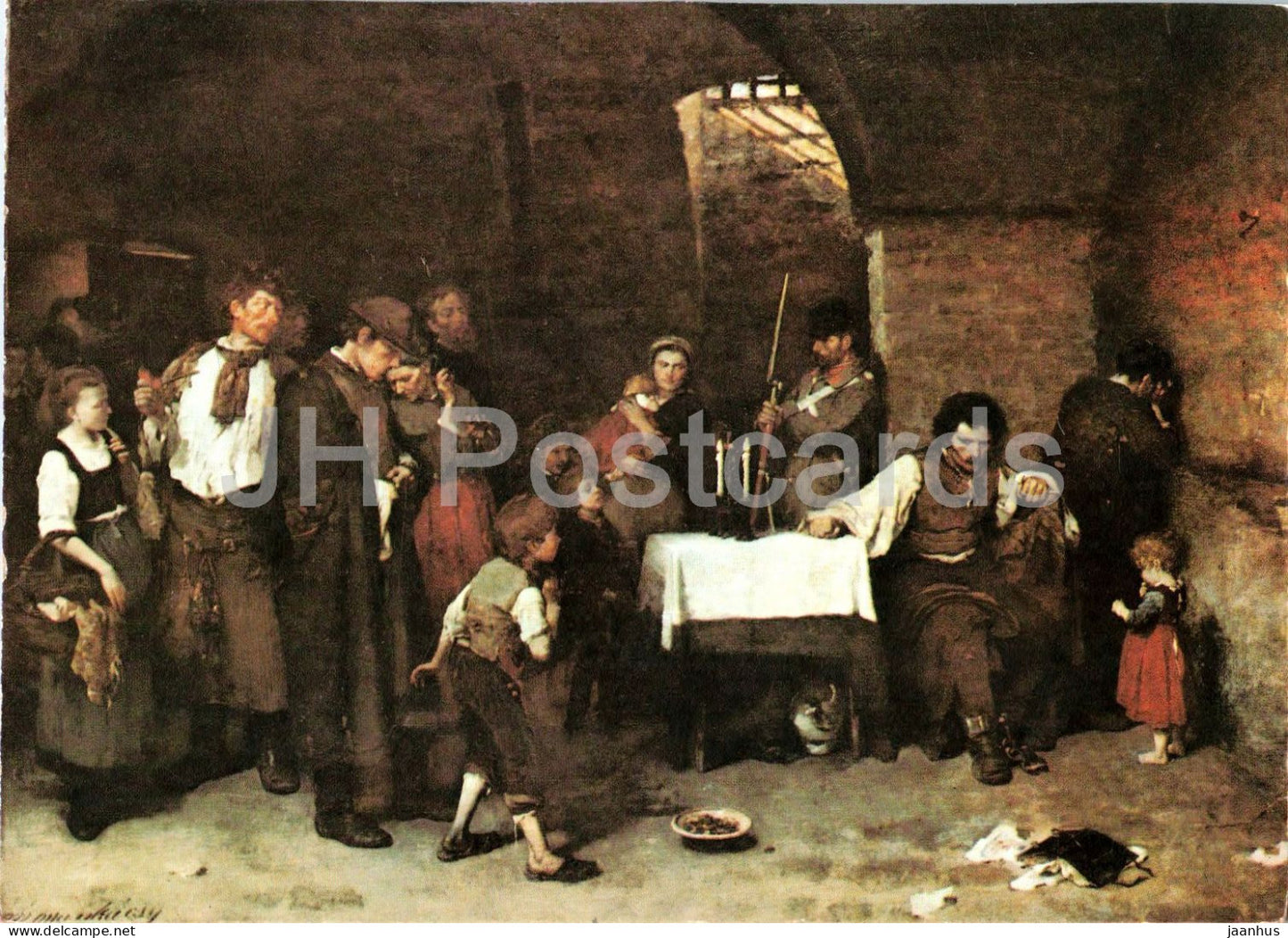 painting by Mihaly Munkacsy - The Condemned Cell - Armesunderzelle - military - Hungarian art - Hungary - unused - JH Postcards