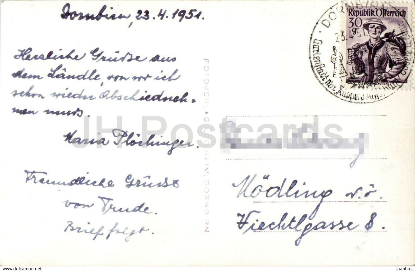 Dornbirn - Watzeneggstraße - Straße - Stadtansicht - Landschaft - 1816 - alte Postkarte - 1951 - Österreich - gebraucht