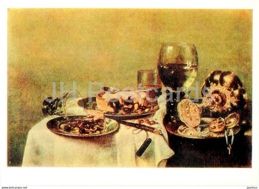 painting by Willem Claesz. Heda - Breakfast with blackberry pie - Dutch art - 1983 - Russia USSR - unused - JH Postcards