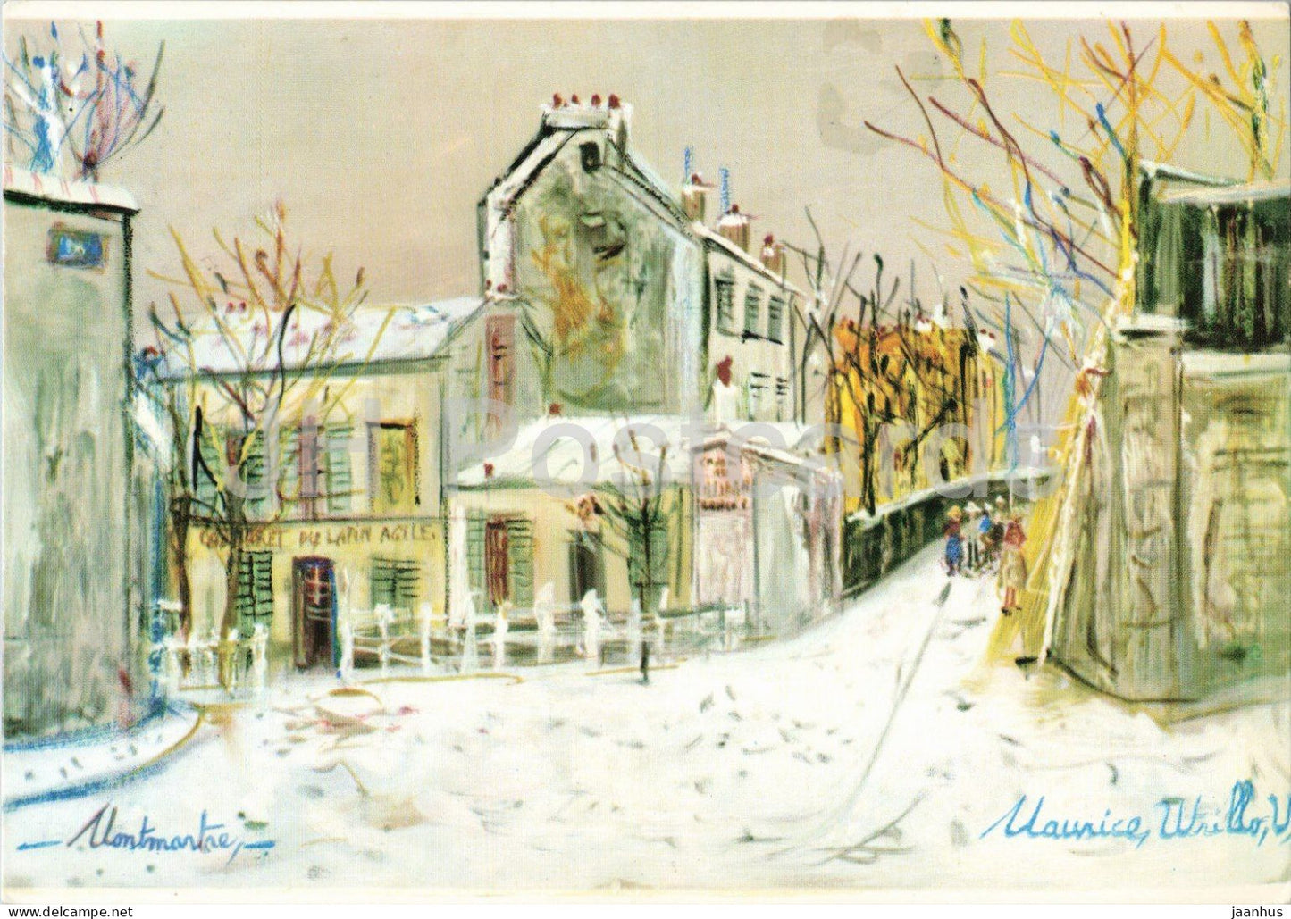 painting by Maurice Utrillo - Lapin Agile and Rue Saint-Vincent - French art - 1985 - France - used - JH Postcards