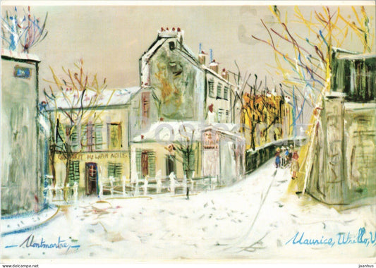 painting by Maurice Utrillo - Lapin Agile and Rue Saint-Vincent - French art - 1985 - France - used - JH Postcards