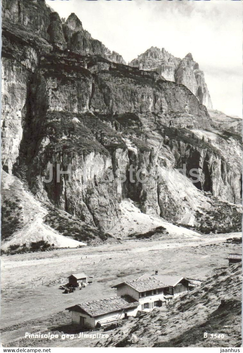 Pinnisalpe geg. Ilmspitze - alpine pasture - huts - rock cliffs - mountains - 3540 - 1969 - Austria - used - JH Postcards