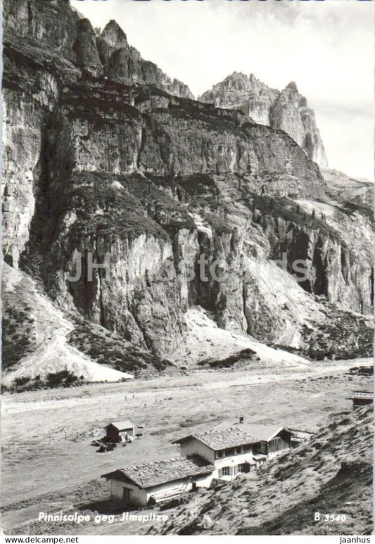 Pinnisalpe geg. Ilmspitze - alpine pasture - huts - rock cliffs - mountains - 3540 - 1969 - Austria - used - JH Postcards