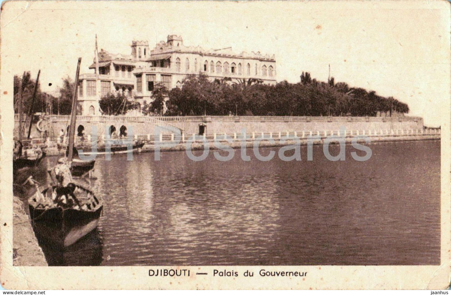 Djibouti - Palais du Gouverneur - governor palace - boats - old postcard - 1951 - French Somaliland - Djibouti - used - JH Postcards