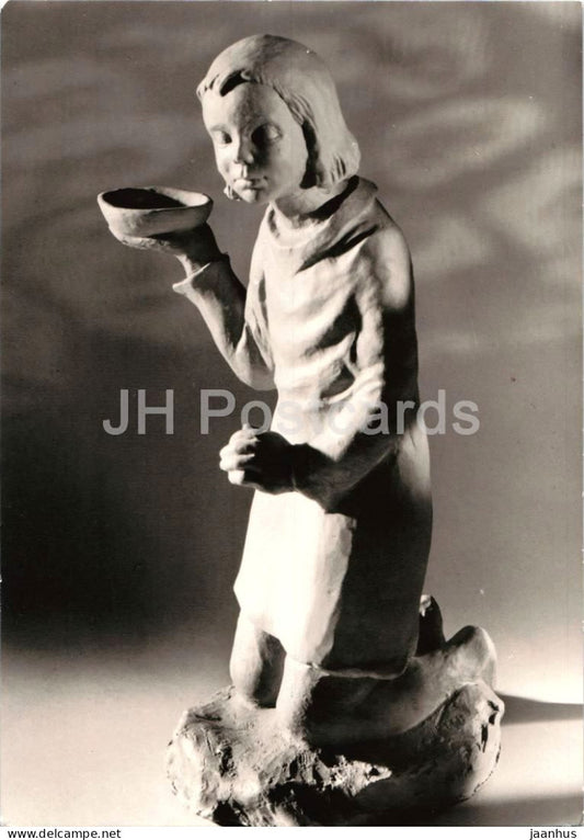 sculpture by D. Steigerwald - Awaiting - Warten - German art - Germany - unused - JH Postcards