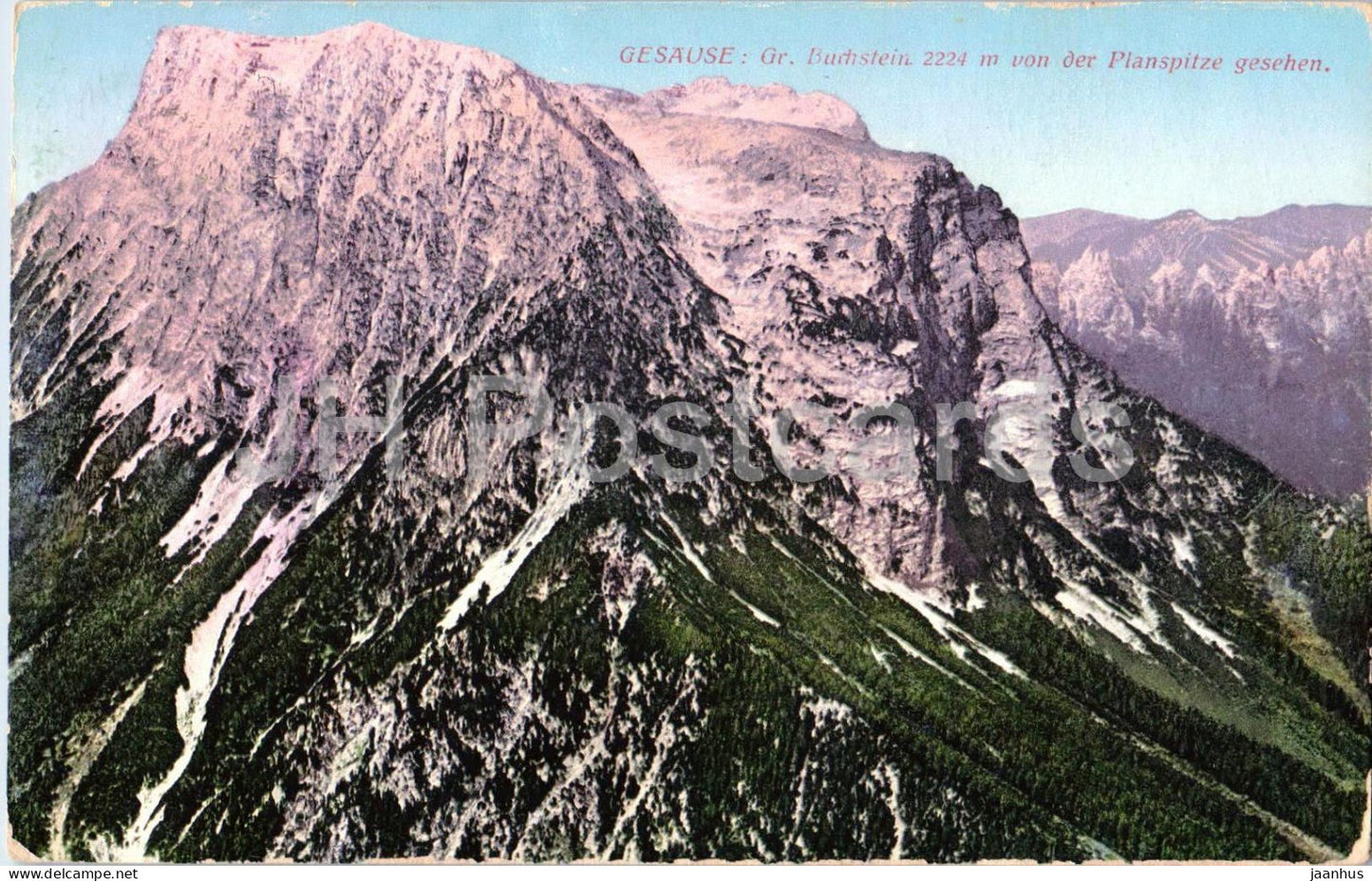 Gesause - Gr. Buchstein 2224 m von der Planspitze gesehen - mountains - No. 6198 - old postcard - Austria - used - JH Postcards