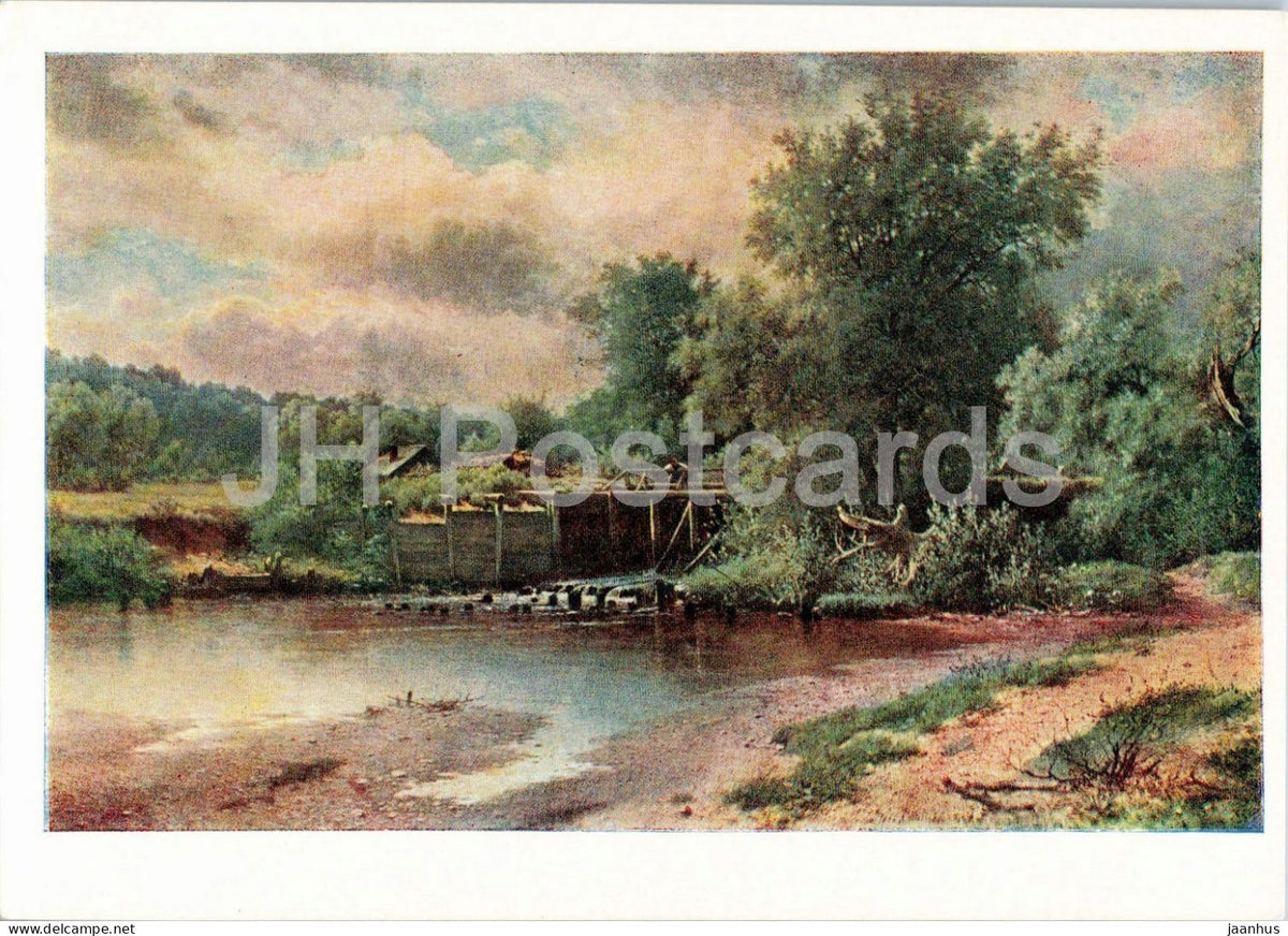 painting by L. L. Kamenev - The Dam - Russian art - 1960 - Russia USSR - unused - JH Postcards