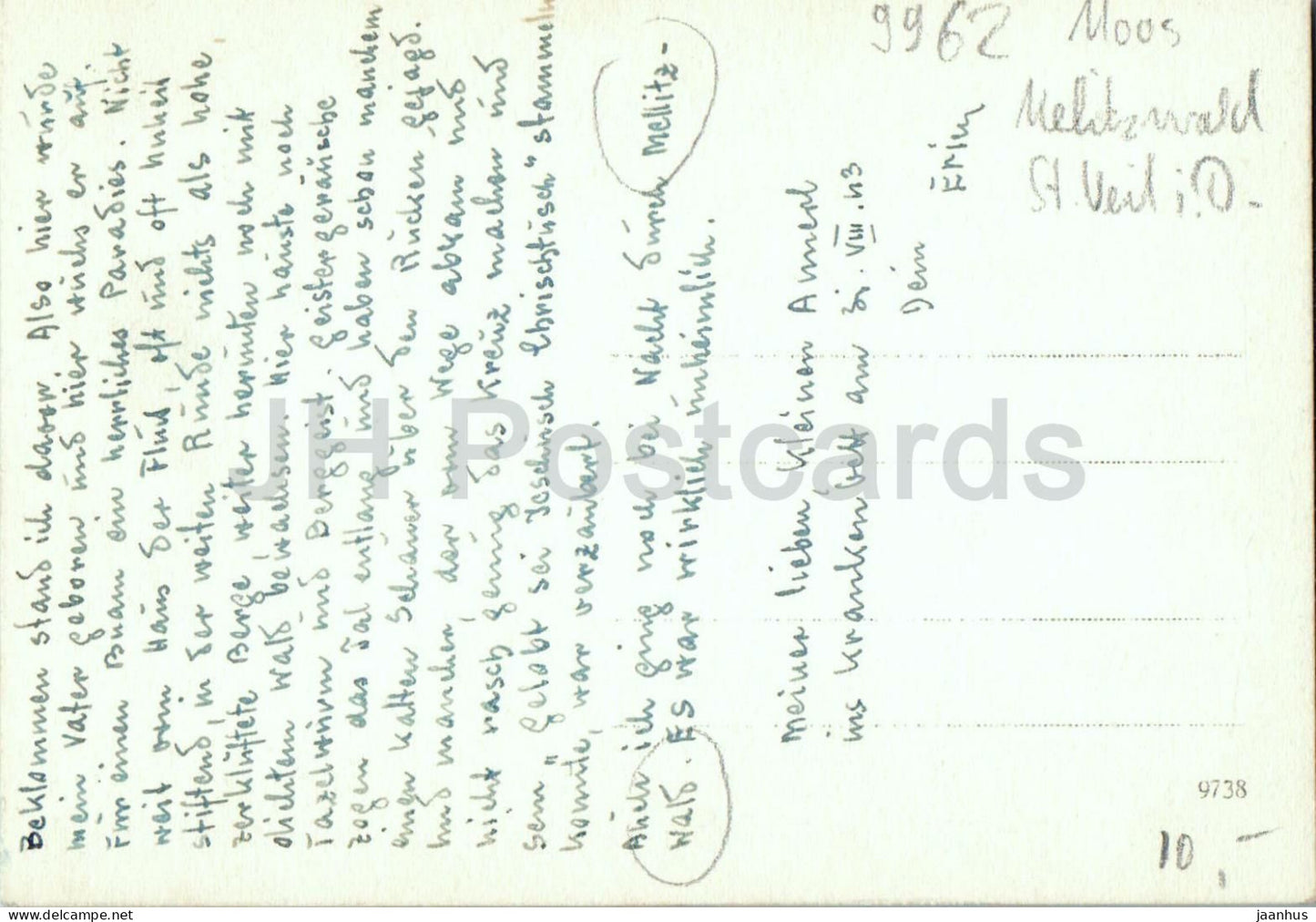 Mellitz - Mellitzwald - Alpine farmhouse - No. 9738 - old postcard - 1943 - Austria - used