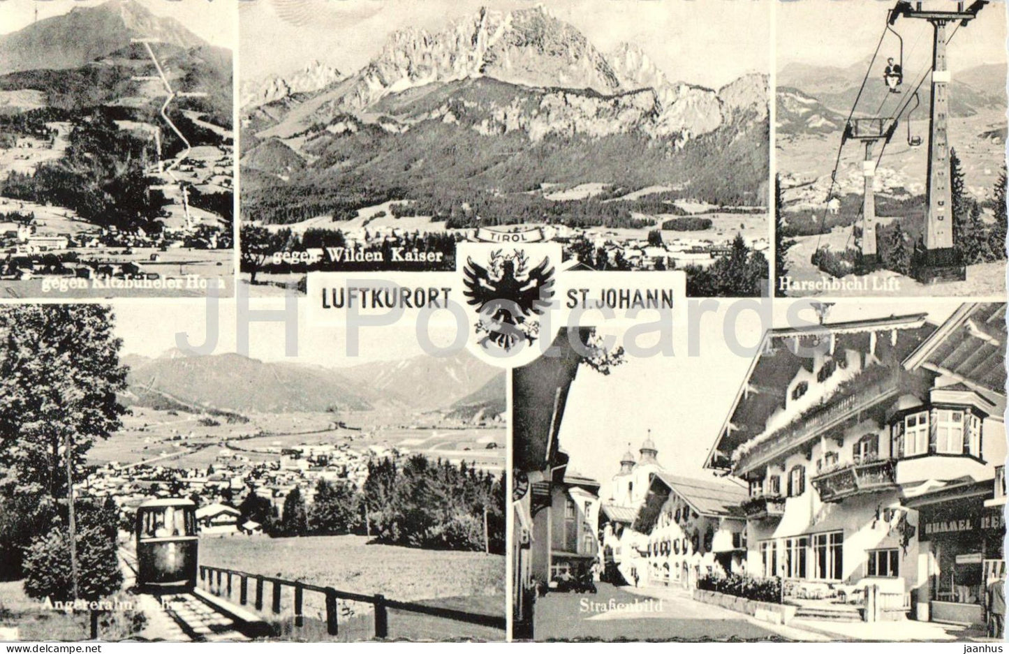 Luftkurort St. Johann in Tirol - Angereralm - Wilden Kaiser - street - funicular - multiview - 1962 - Austria - used - JH Postcards