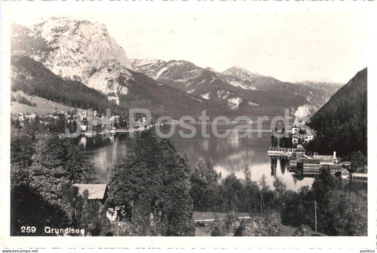 Grundlsee - lake view - mountains - village - No. 259 - old postcard - 1940s - Austria - used - JH Postcards