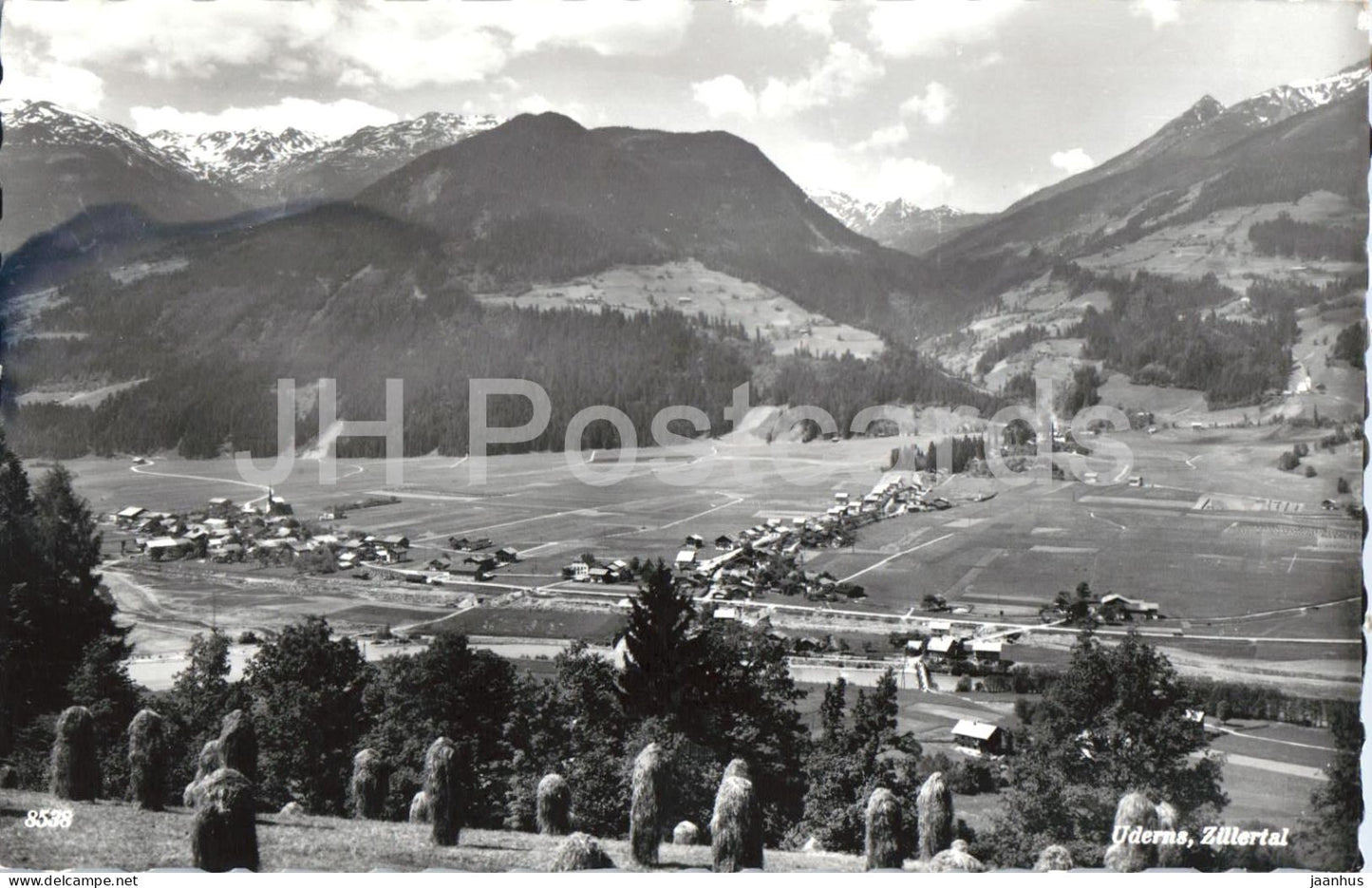 Uderns - Zillertal - village panorama - valley - alpine landscape - mountains - Alps - 8538 - 1963 - Austria - used - JH Postcards