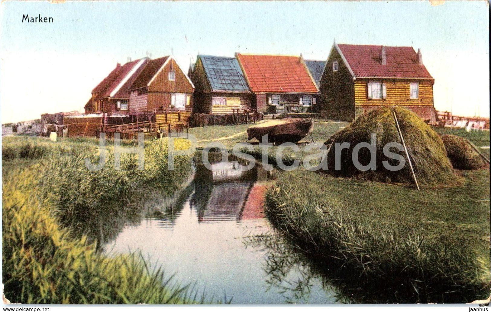 Marken - village - canal - houses - boat - landscape - Serie 790 No. 78 - old postcard - Netherlands - unused - JH Postcards