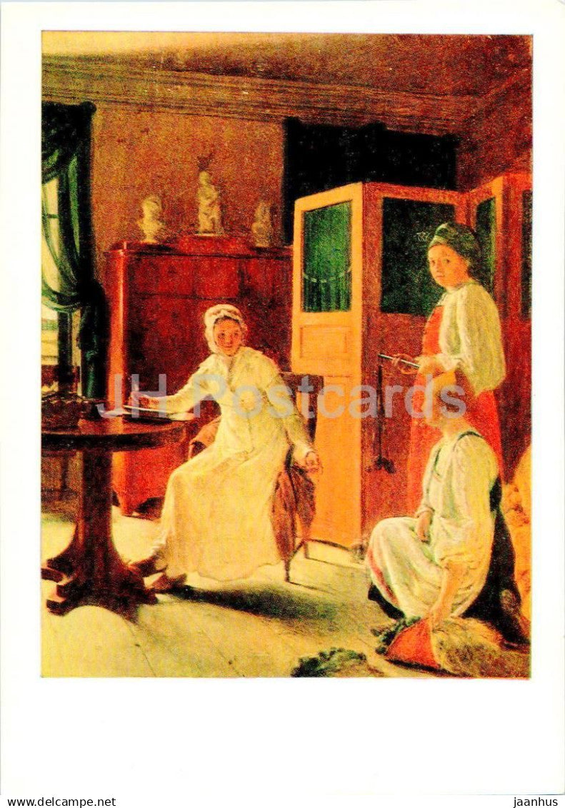 painting by A. Venetsianov - Morning of the Landlady - woman - Russian art - 1985 - Russia USSR - unused - JH Postcards