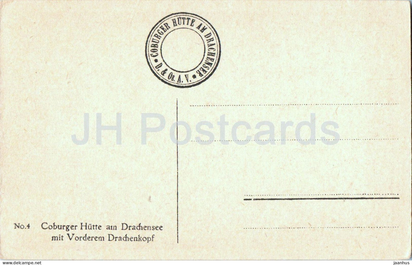 Coburger Hutte am Drachensee mit Vorderem Drachenkopf - No. 4 - old postcard - Austria - unused