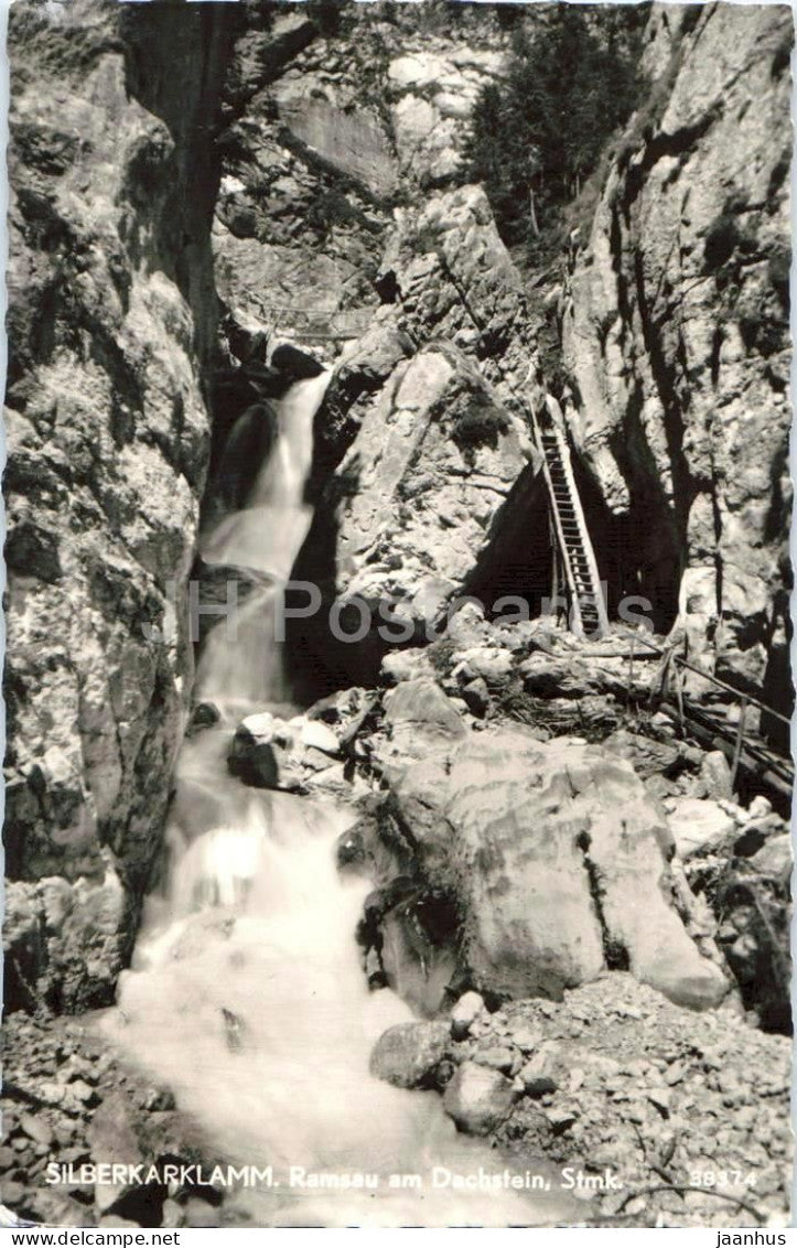 Silberkarklamm 1200 m - Ramsau am Dachstein - gorge - waterfall - mountains - 38374 - old postcard - Austria - used - JH Postcards