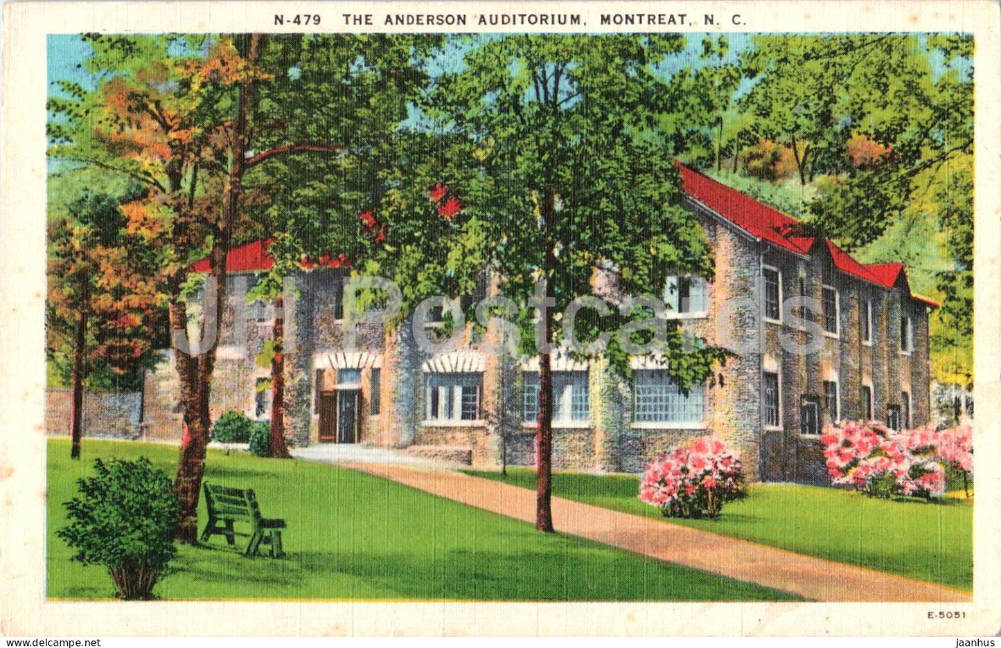 Montreat - The Anderson Auditorium - North Carolina - Blue Ridge Mountains building - old postcard - USA - unused - JH Postcards