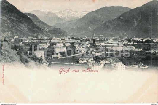 Gruss aus Bozen - city panorama - Dolomites - 2566 - old postcard - 1898 - Italy - unused - JH Postcards