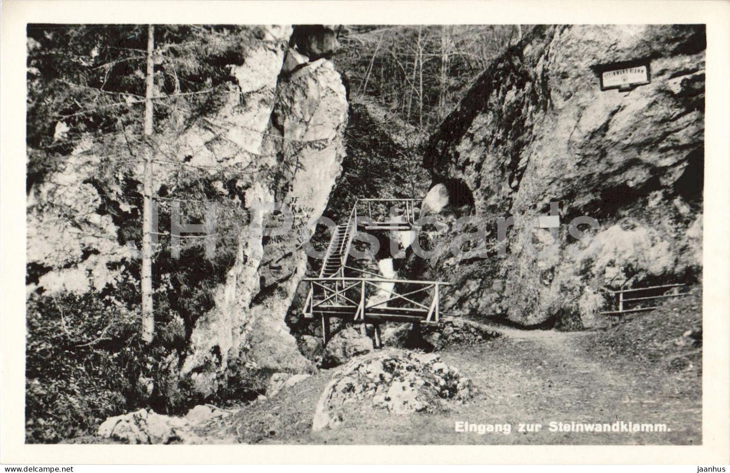 Eingang zur Steinwandklamm - rock walls - hiking path - old postcard - Austria - unused - JH Postcards