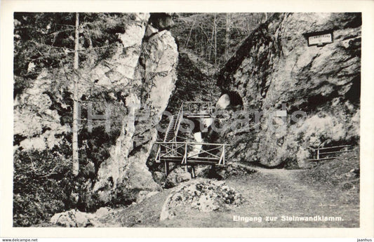 Eingang zur Steinwandklamm - rock walls - hiking path - old postcard - Austria - unused - JH Postcards