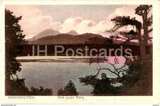 Heidemuhlteich - Heidemuhle Teich - Blick gegen Bosig - mountain lake view - old postcard - Germany - unused - JH Postcards