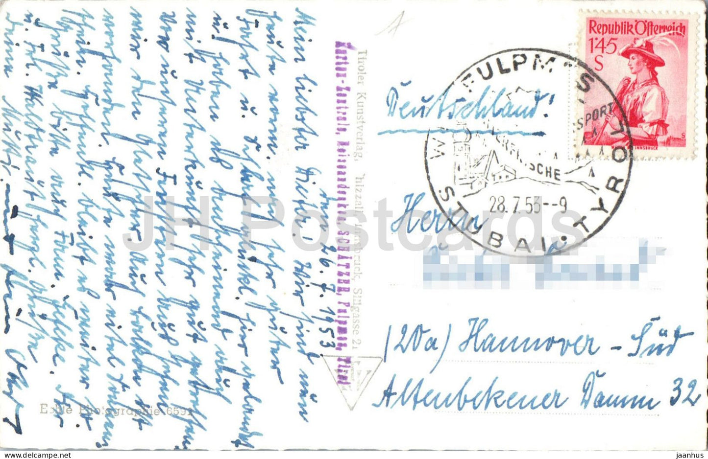 Fulpmes im Stubai - Dorfpanorama - Alpen - Berglandschaft - Multiansicht 6592 - alte Postkarte - 1953 - Österreich - gebraucht