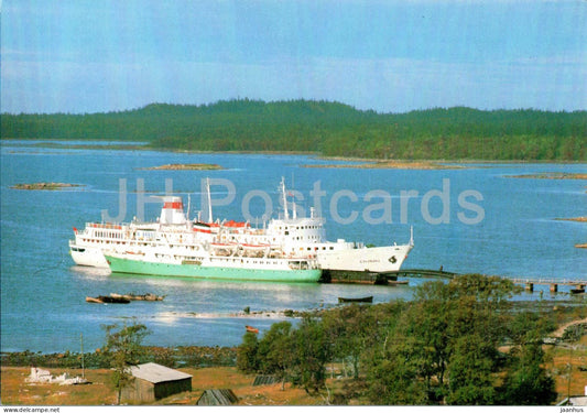 Solovetsky Islands - Solovetsky pier - ship Bukovina - Turist - Russia - unused - JH Postcards
