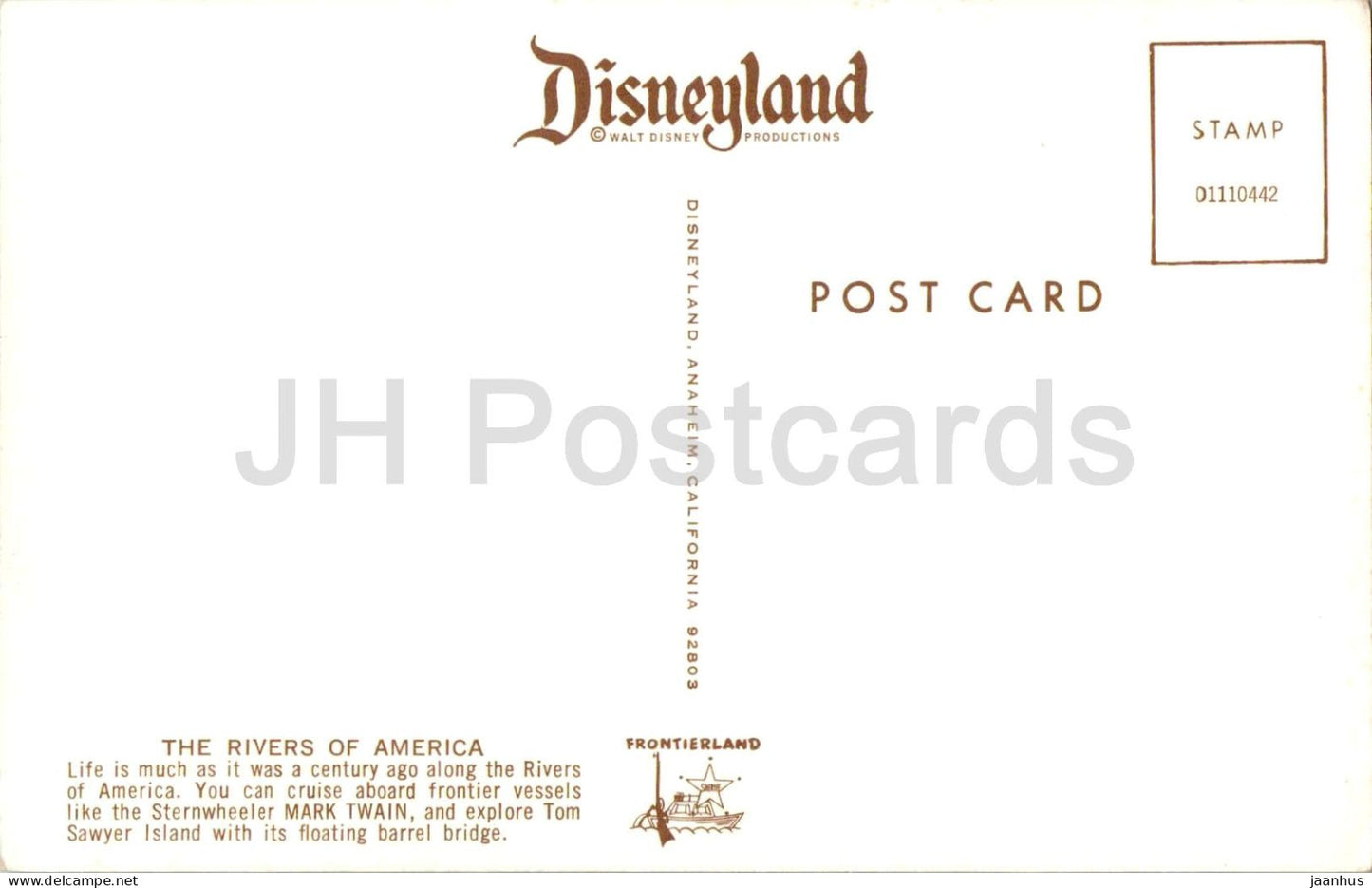 Disneyland - The Rivers of America - boat - ship - Mark Twain steamboat - Frontierland - USA - unused