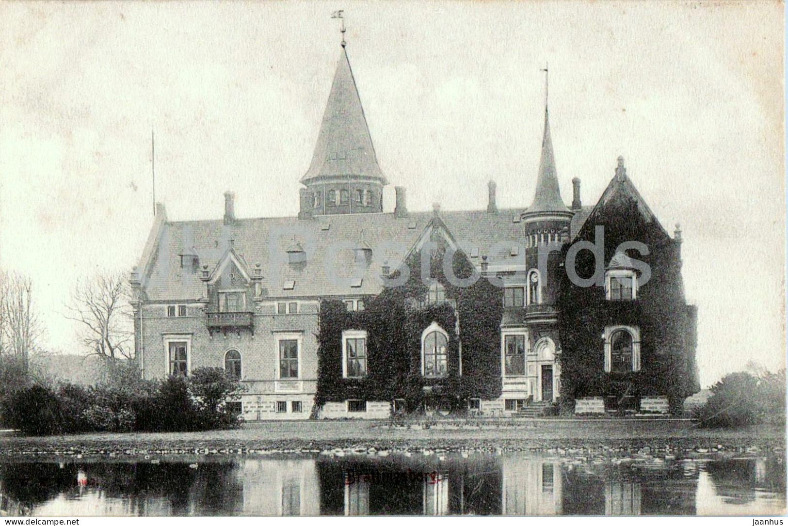 Brattingsborg Slot - Castle on Samso - old postcard - 1907 - Denmark - used - JH Postcards