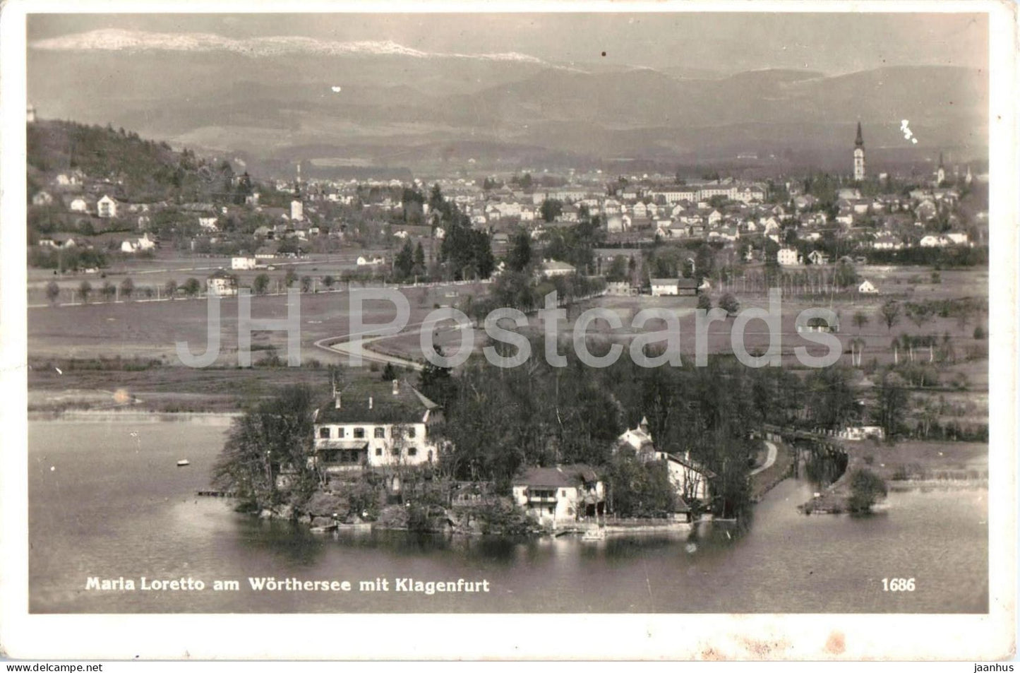 Maria Loretto am Worthersee mit Klagenfurt - panoramic lake and town view Feldpost old postcard - 1941 - Austria - used - JH Postcards