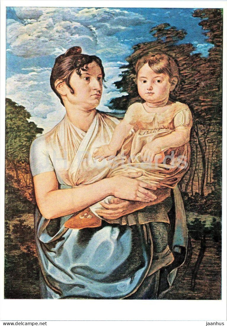 painting by Philipp Otto Runge - The Artists Wife and Son - Frau und Sohnchen des Kunstlers - Germany - unused - JH Postcards