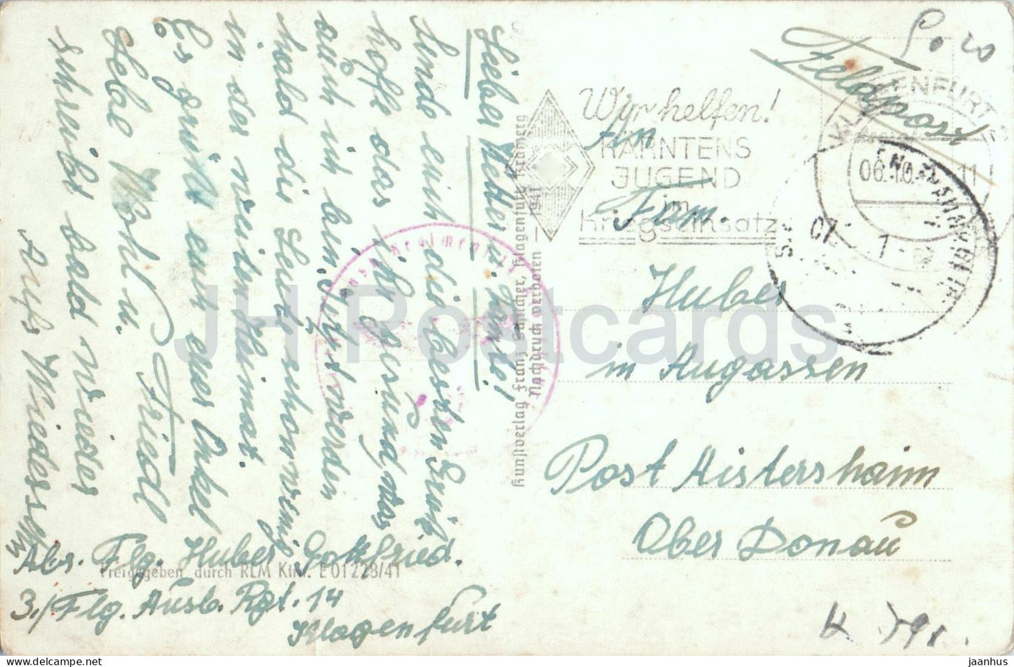 Maria Loretto am Worthersee mit Klagenfurt - panoramic lake and town view Feldpost old postcard - 1941 - Austria - used