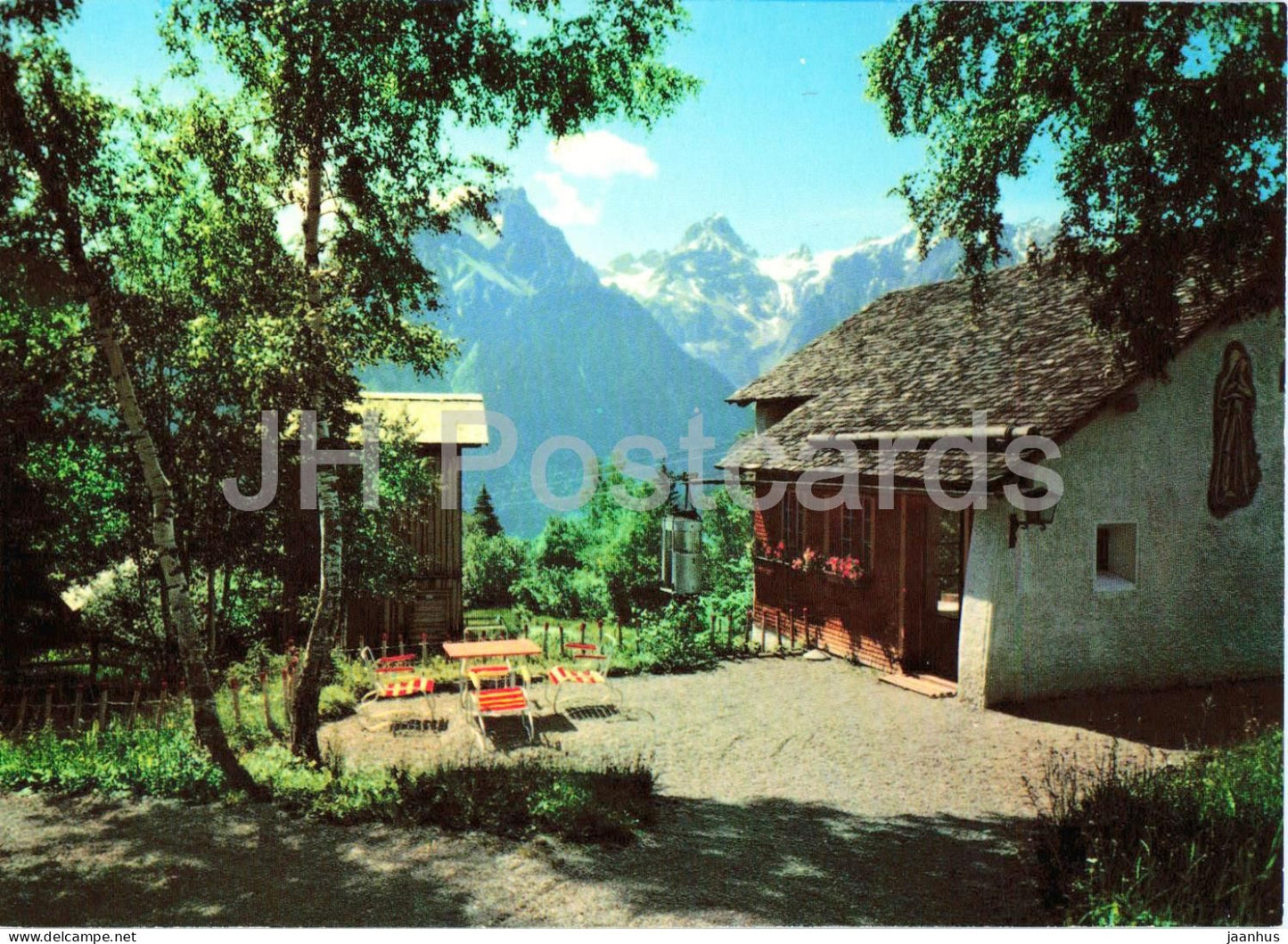 Tschengla b. Bludenz mit Blick auf die Zimba - mountains - alpine village mountain view - Alps - 499 - Austria - unused - JH Postcards