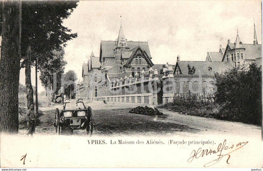 Ypres - La Maison des Alienes - Asylum Main Facade - old postcard - 1902 - Belgium - used - JH Postcards