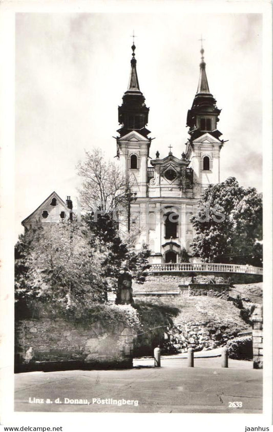 Linz a. d. Donau - Postlingberg - church - basilica - 2633 - old postcard - 1956 - Austria - used - JH Postcards