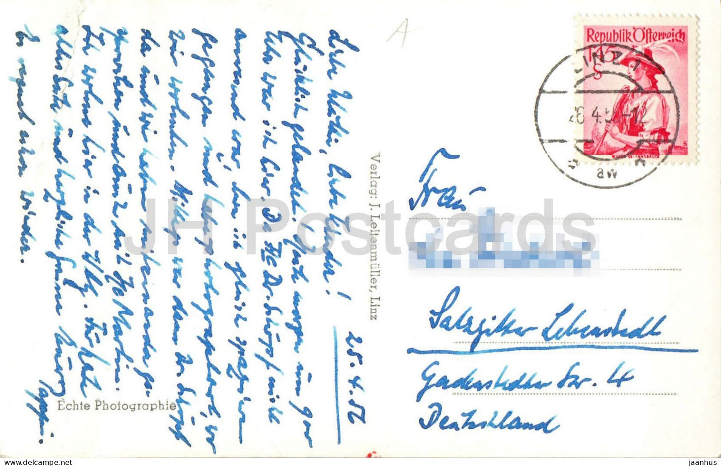 Linz a. d. Donau - Postlingberg - church - basilica - 2633 - old postcard - 1956 - Austria - used