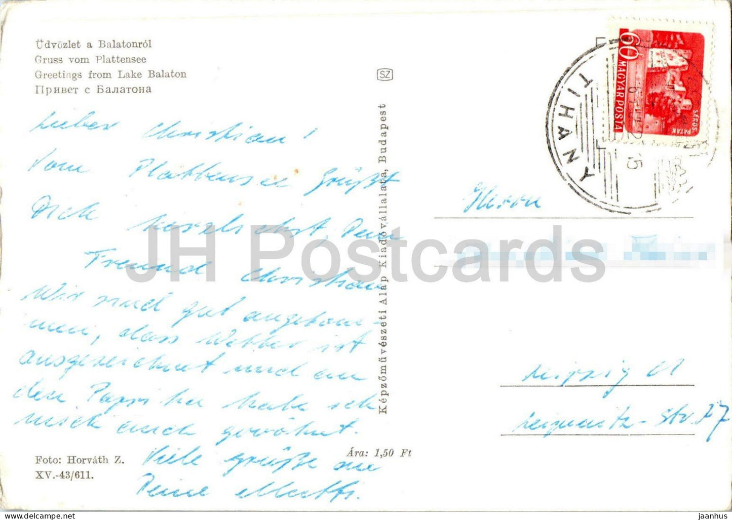 Grüße vom Plattensee - Udvozlet a Balatonrol - See - Pier - Boot - 1960er - Ungarn - gebraucht