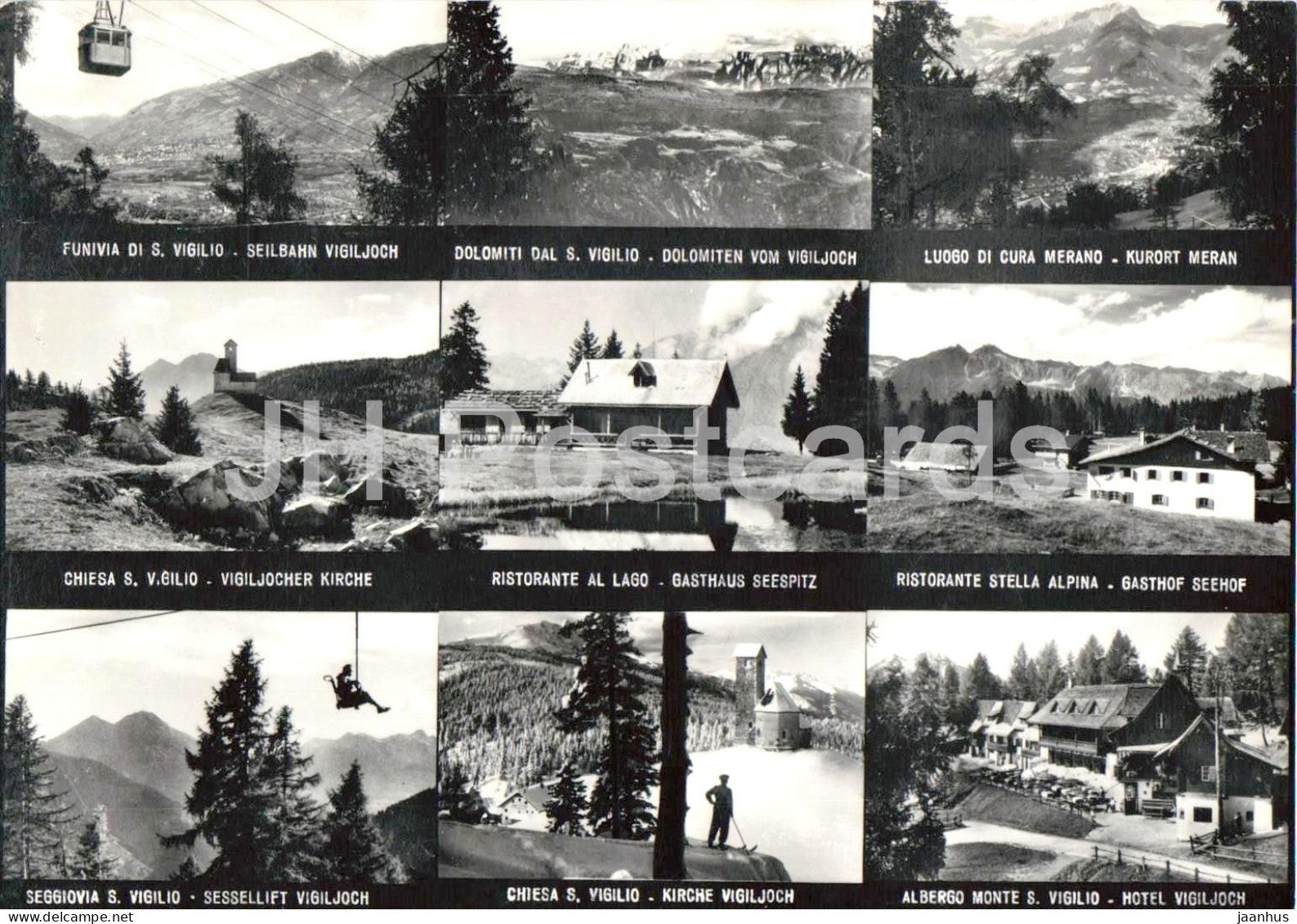 S. Vigilio - Diverse vedute - St. Vigil - Various Views - cable car - village multiview - old postcard - Italy - unused - JH Postcards