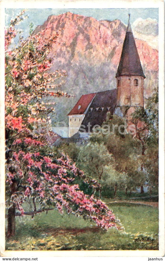 Altmunster bei Gmunden - cathedral - Wiener Kunst - illustration - 920/12 - old postcard - Austria - used - JH Postcards