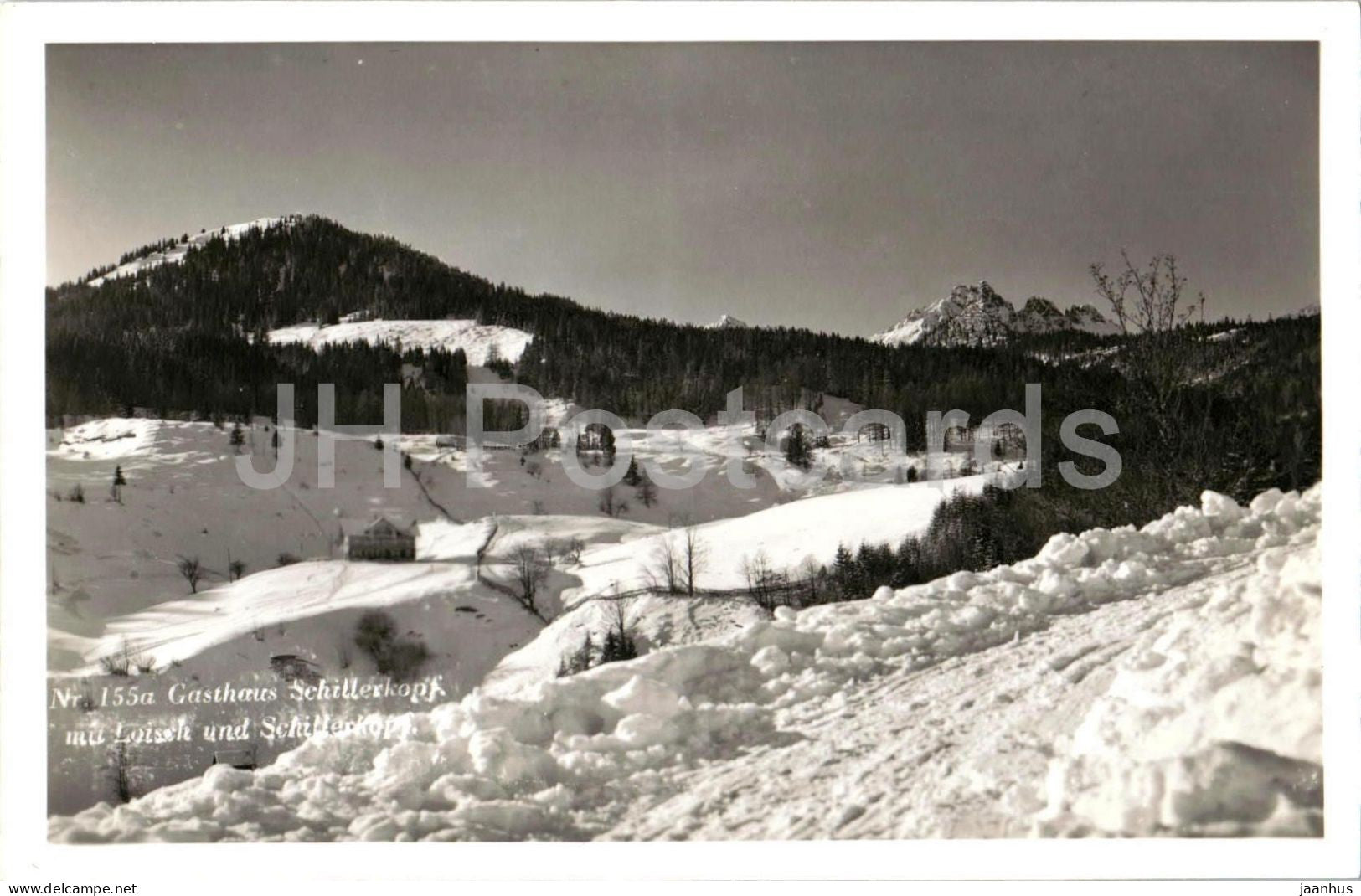 Gasthaus Schillerkopf mit Loisch - winter landscape - mountains - 155a - old postcard - Austria - unused - JH Postcards