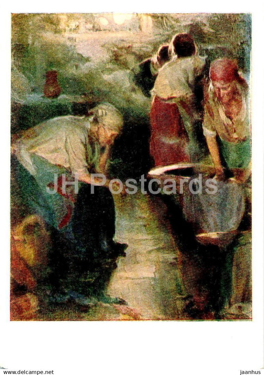 painting by Abram Arkhipov - Laundresses - woman - Russian art - 1955 - Russia USSR - unused - JH Postcards