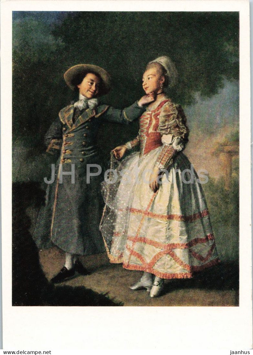 painting by Dmitry Levitsky - Portrait of Khrushcheva and Khovanskaya - Russian art - 1963 - Russia USSR - unused - JH Postcards