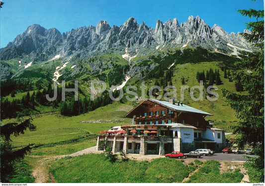 Arthurhaus 1503 m mit Mandlwand - Hochkonig - mountain lodge - alpine landscape - 841 - 1997 - Austria - used - JH Postcards