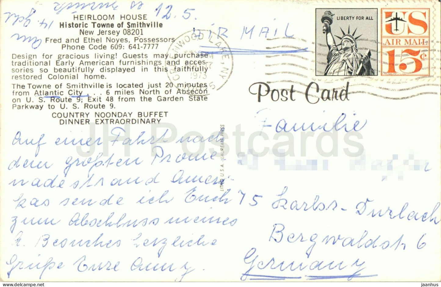 Heirloom House - Ville historique de Smithville New Jersey - 1973 - États-Unis - usagé