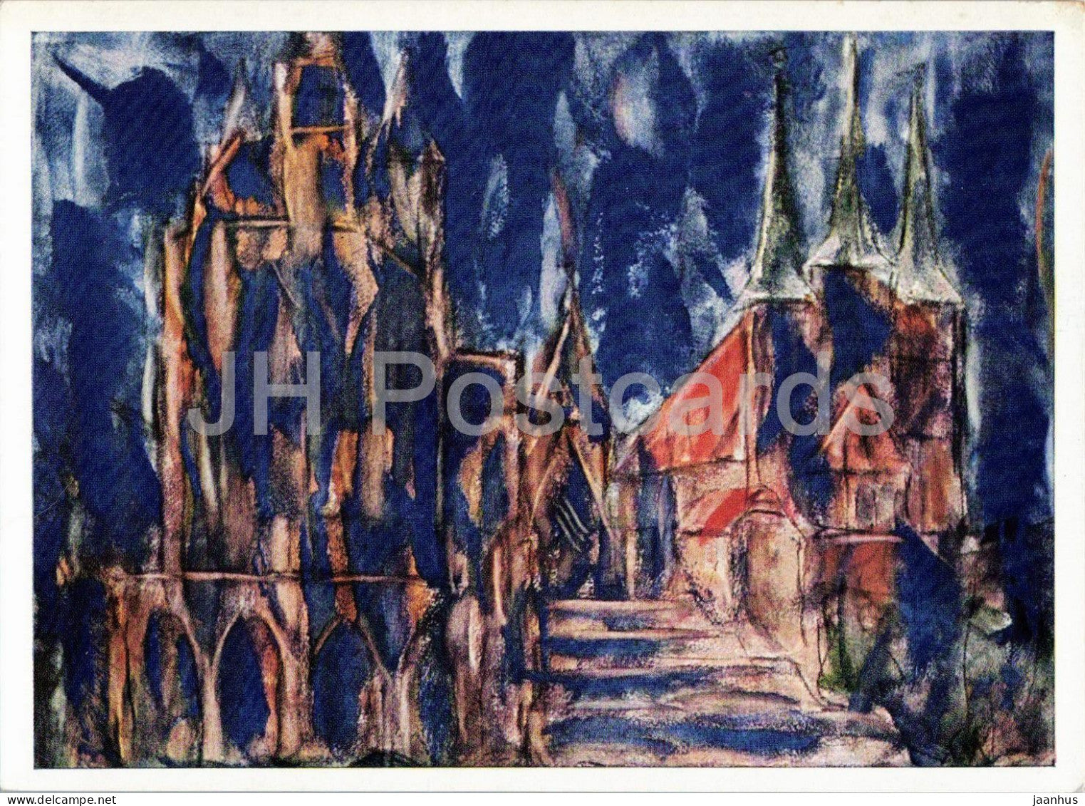 painting by Christian Rohlfs - Erfurt Cathedral - Erfurter Dom - German art - 7244 - Germany - unused - JH Postcards