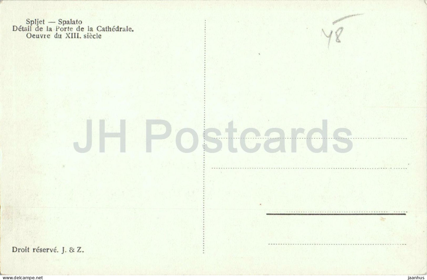 Split - Spljet - Spalato - Detail de la Porte de la Cathedrale - Detail of Cathedral Door - old postcard Croatia unused